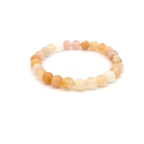 Natural Aventurine Multicolor 6mm Stretchable Bracelet 18k Gold Bead Charm - Picture 2 of 4